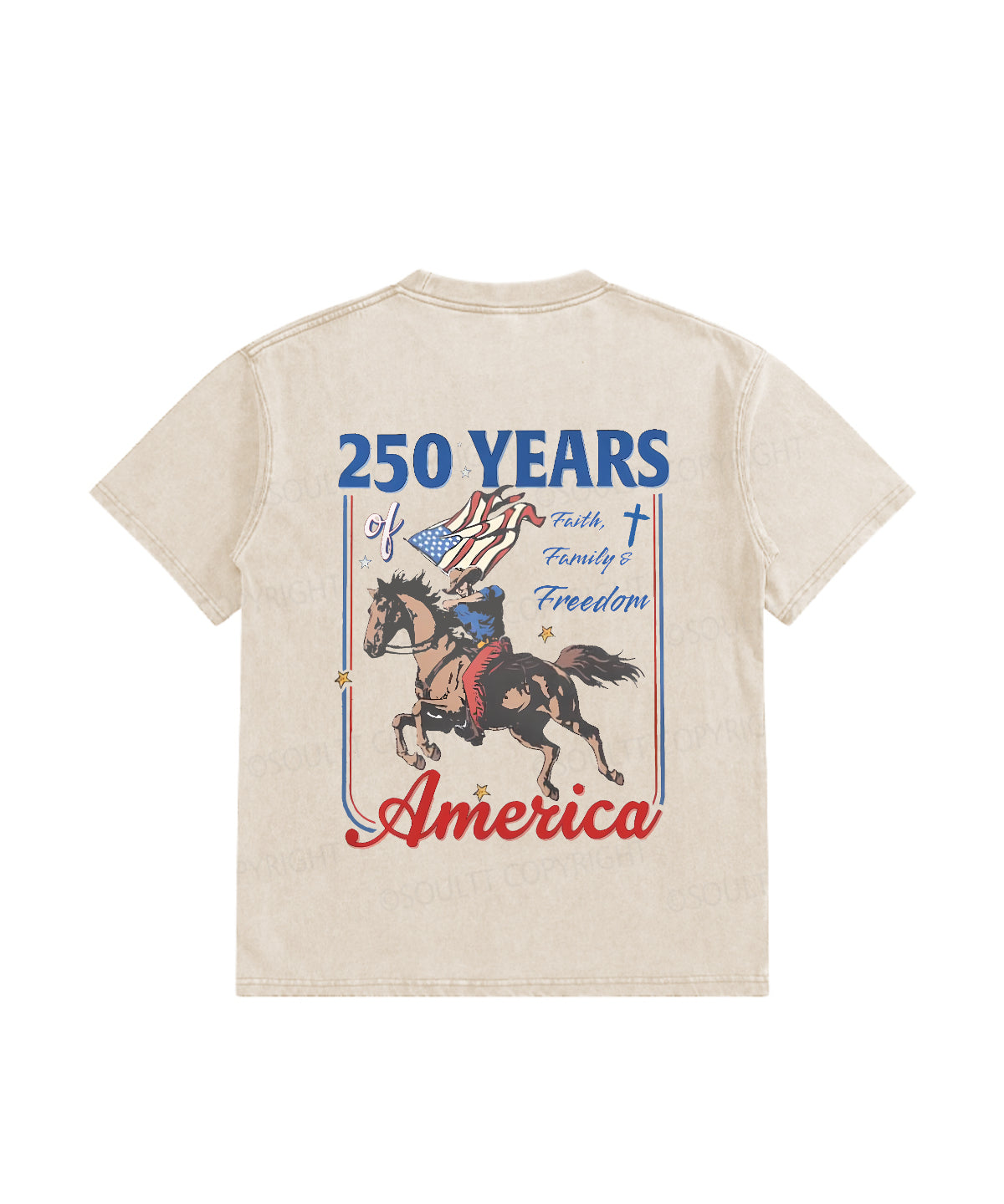 Kids 250 Years America Anniversary Double Sided Washed Christian T-shirt