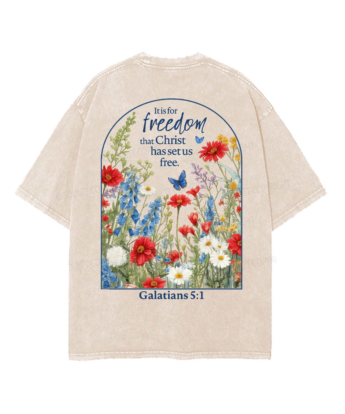 Christ Has Set Us Free Double Sided Unisex Washed Christian T-shirt