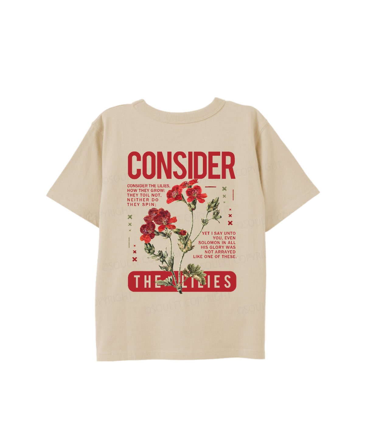 Kids Consider The Lilies Double Sided Cotton Christian T-shirt