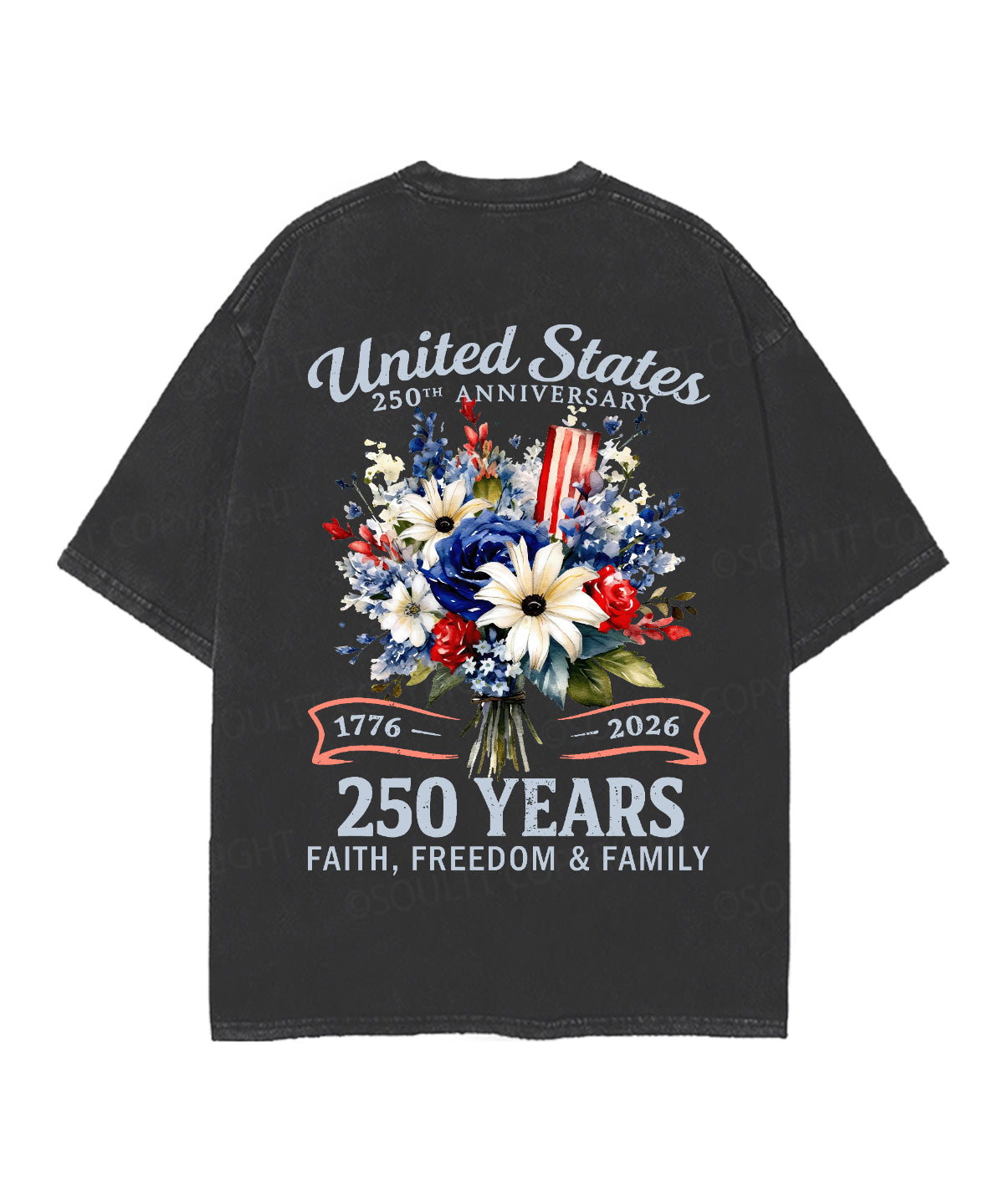 250 Years America Anniversary Double Sided Unisex Christian Washed T-Shirt & Shorts