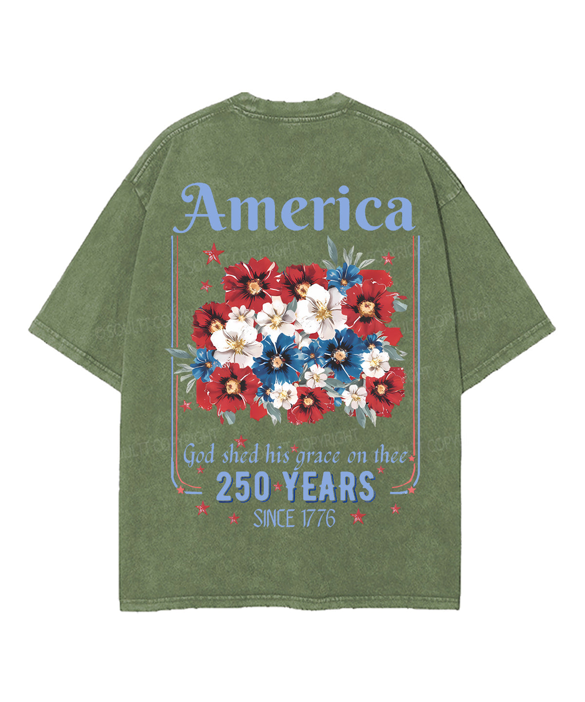 250 Years America Anniversary Double Sided Unisex Washed Christian T-shirt