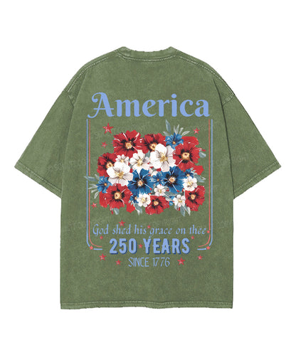 250 Years America Anniversary Double Sided Unisex Washed Christian T-shirt