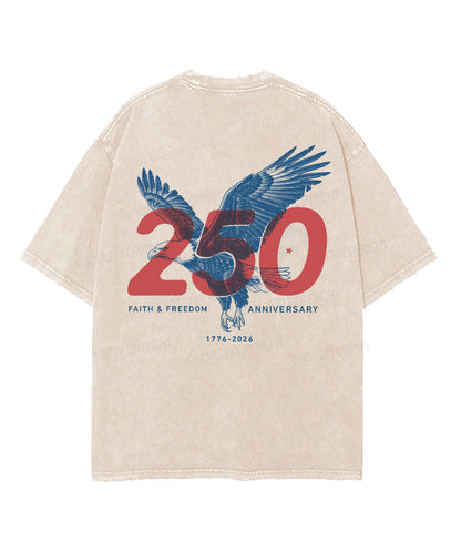 250 Years America Anniversary Double Sided Unisex Washed Christian T-shirt
