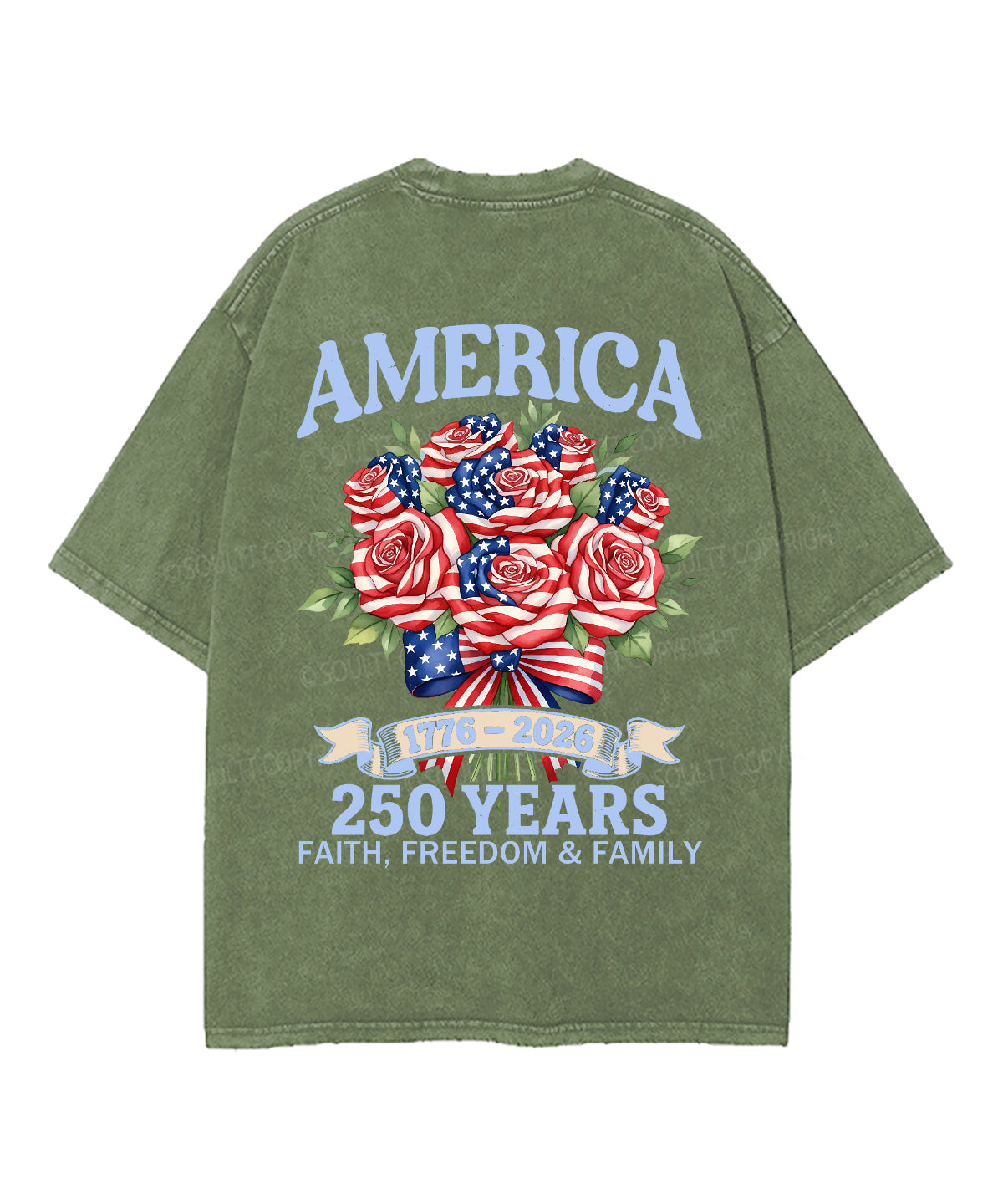 250 Years America Anniversary Double Sided Unisex Washed Christian T-shirt
