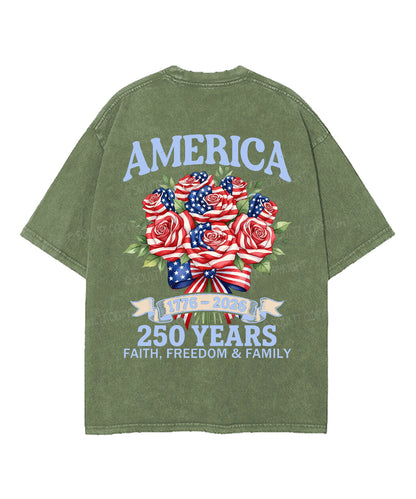 250 Years America Anniversary Double Sided Unisex Washed Christian T-shirt