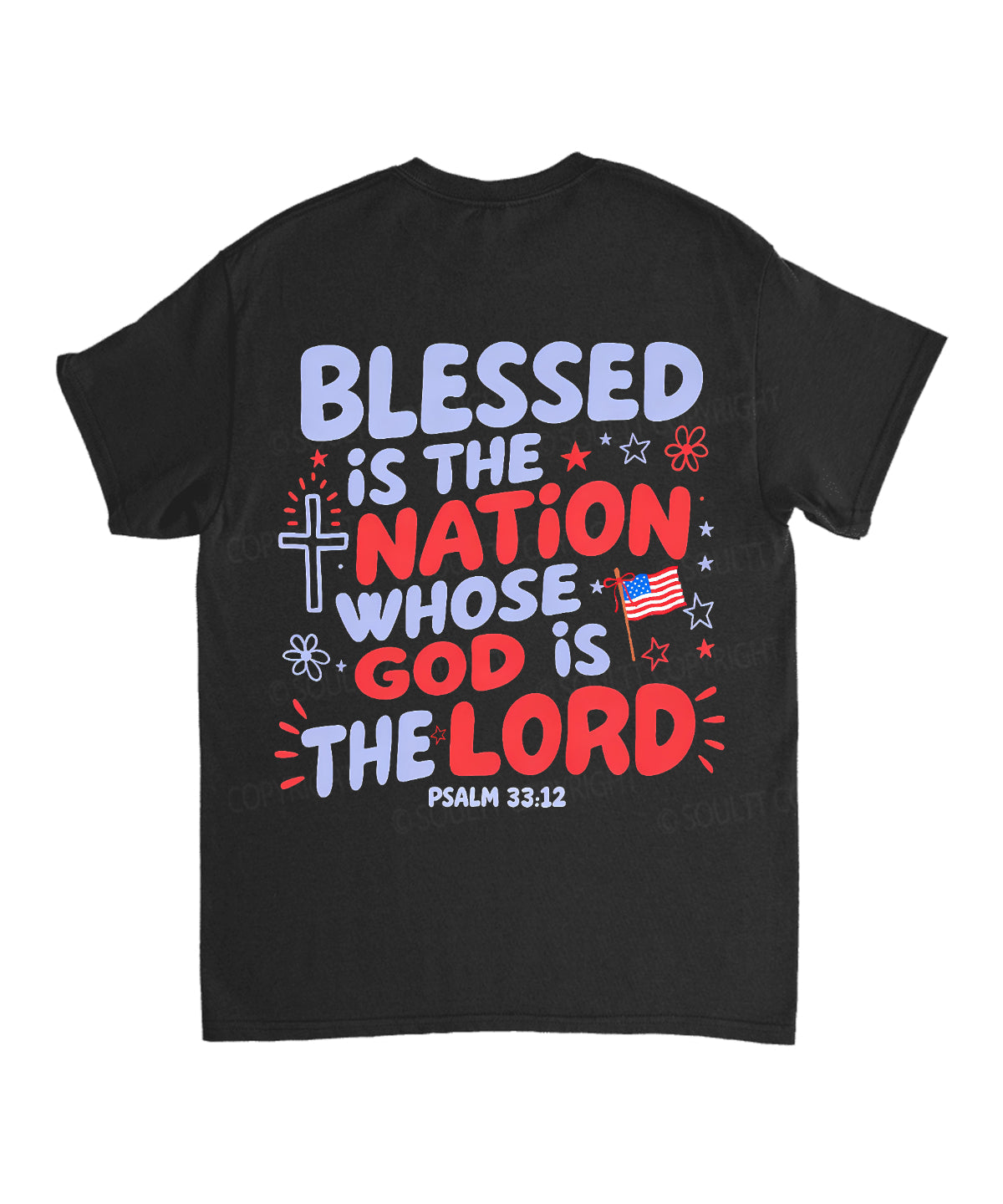 Blessed Is The Nation Whose God Is The Lord Double Sided Unisex Cotton Christian T-Shirt