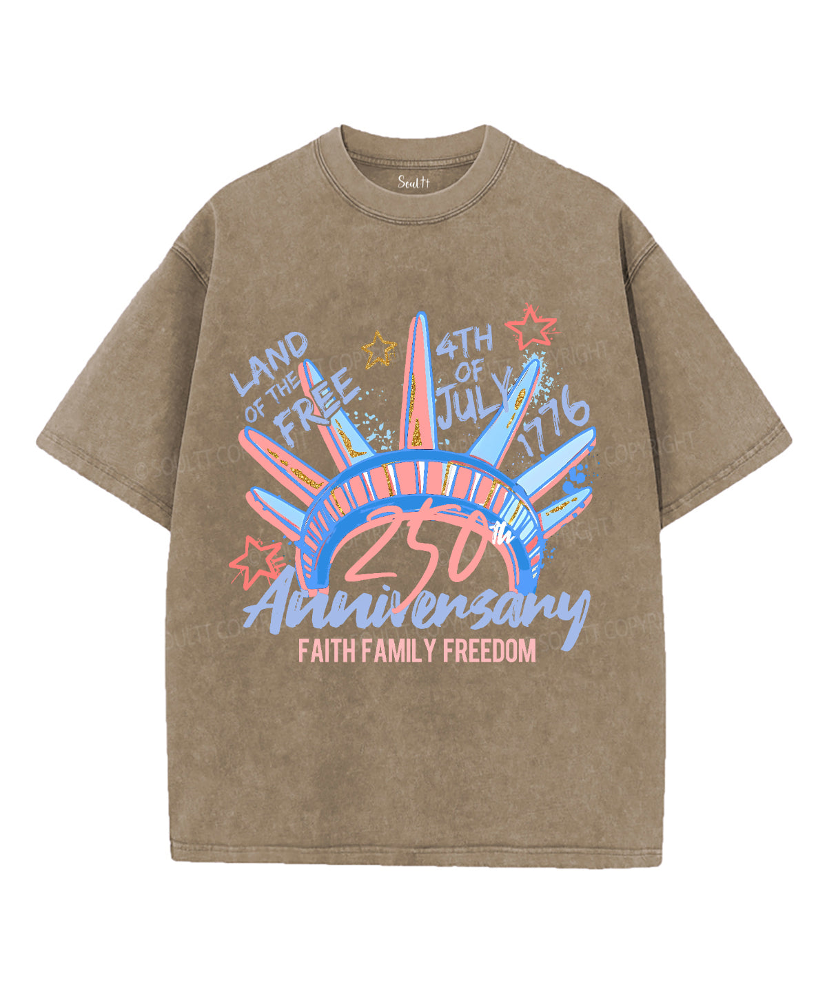 Faith Family Freedom Unisex Washed Christian T-shirt