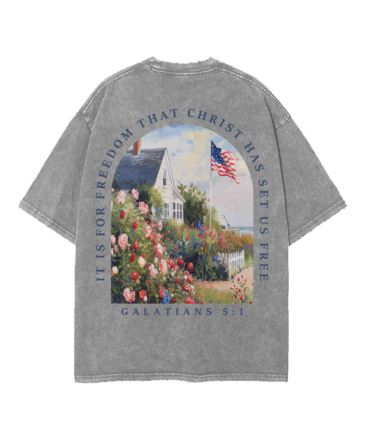 Christ Has Set Us Free Double Sided Unisex Washed Christian T-shirt