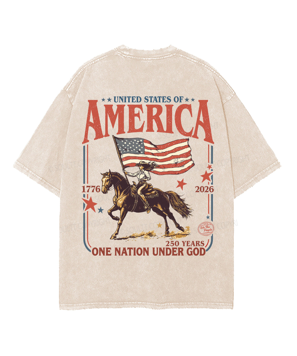One Nation Under God Double Sided Unisex Washed Christian T-shirt