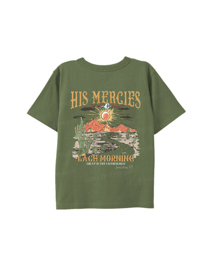 Kids His Mercies Are New Double Sided Cotton Christian T-shirt