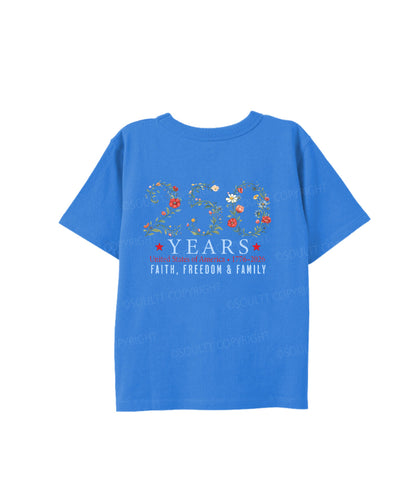Kids 250 Years America Anniversary Double Sided Cotton Christian T-shirt