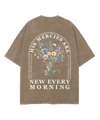 His Mercies Are New Every Morning Double Sided Unisex Washed Christian T-shirt