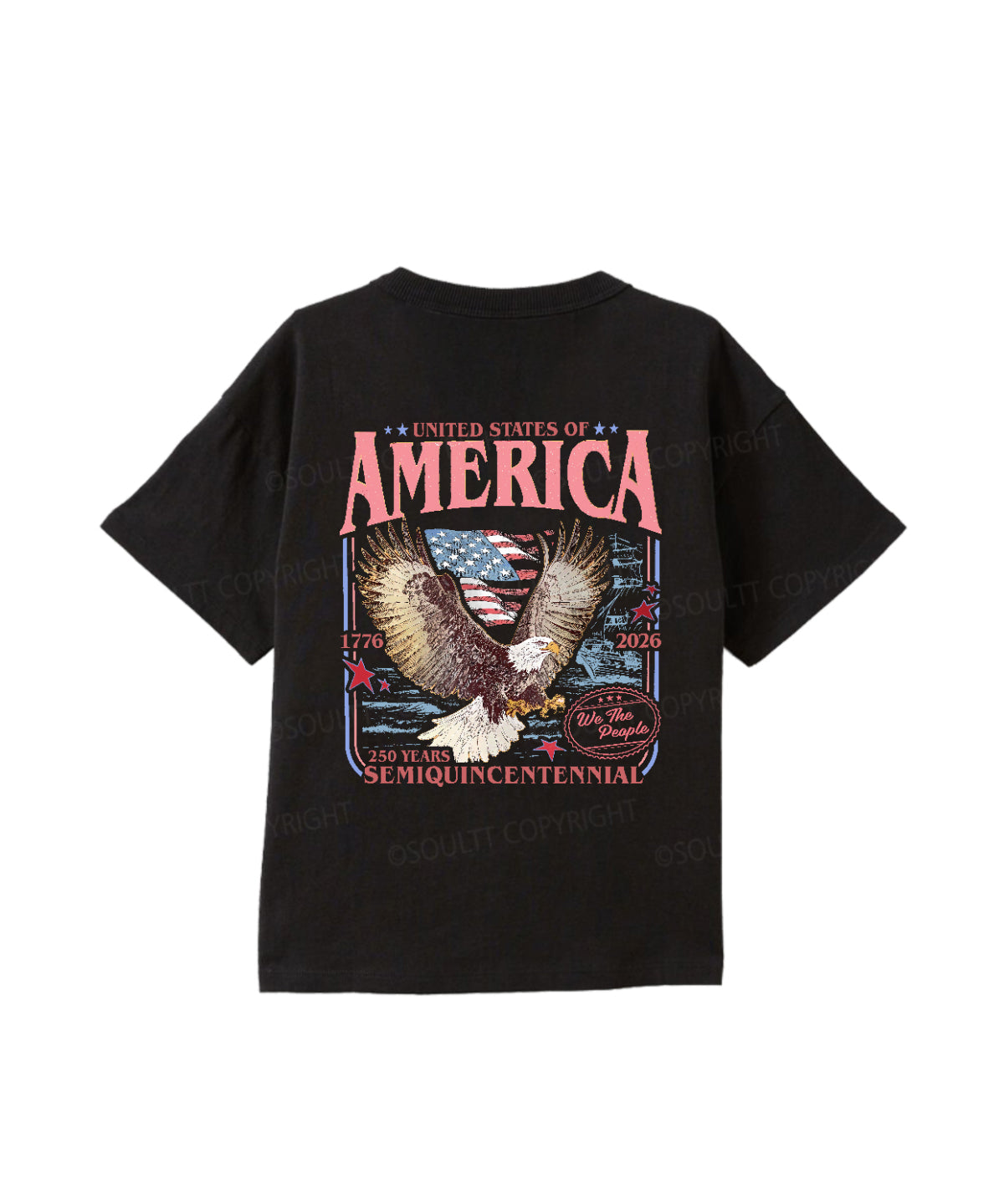 Kids 250 Years America Anniversary Double Sided Cotton Christian T-shirt