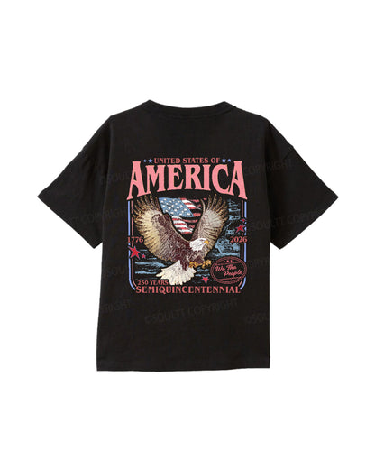 Kids 250 Years America Anniversary Double Sided Cotton Christian T-shirt