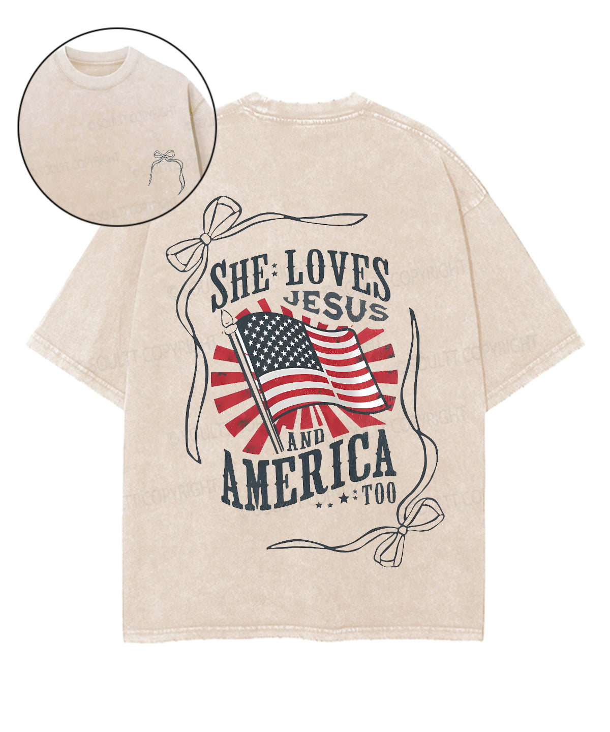 She Loves Jesus And America Too Double Sided Unisex Washed Christian T-shirt