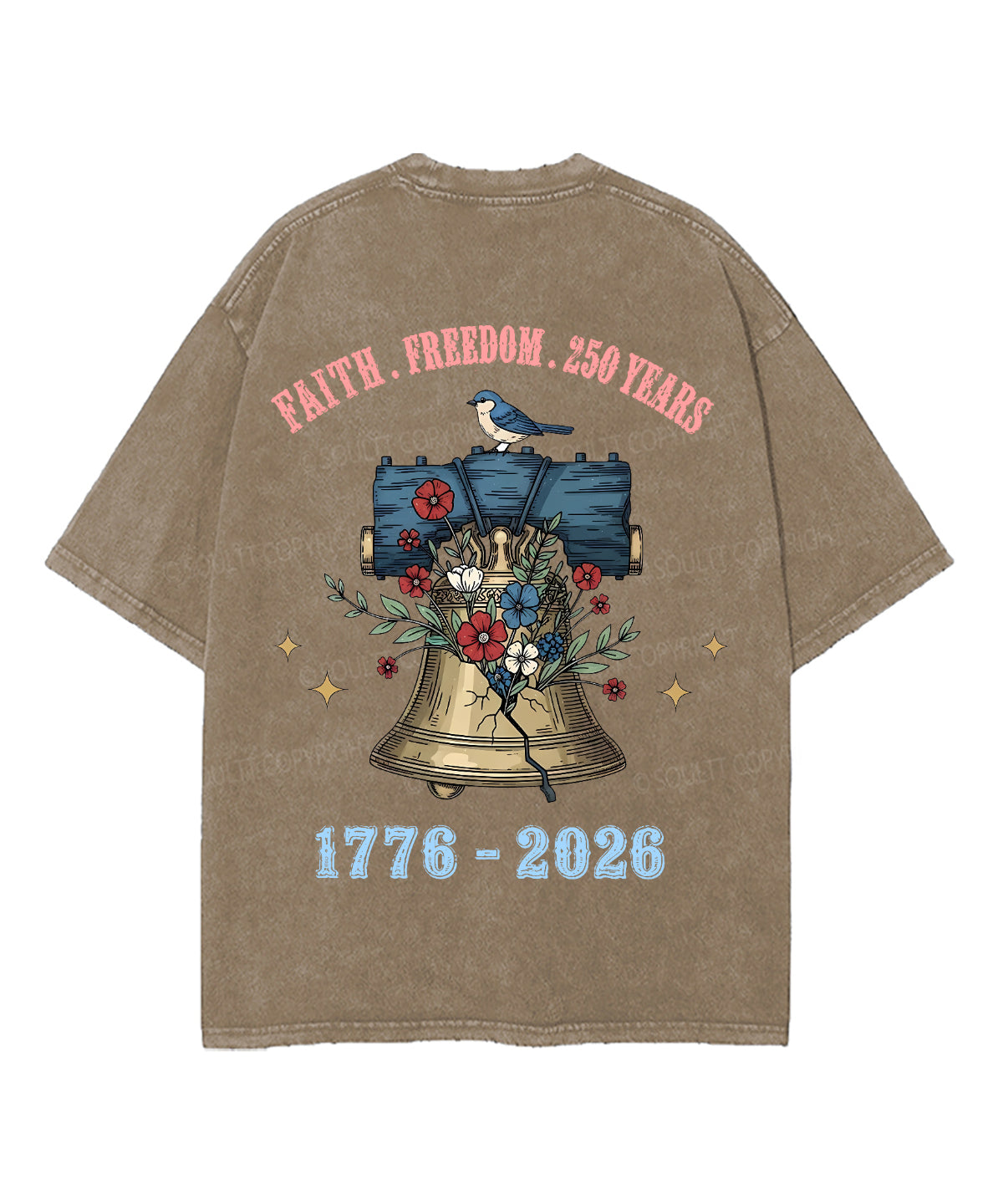 250 Years America Anniversary Double Sided Unisex Washed Christian T-shirt