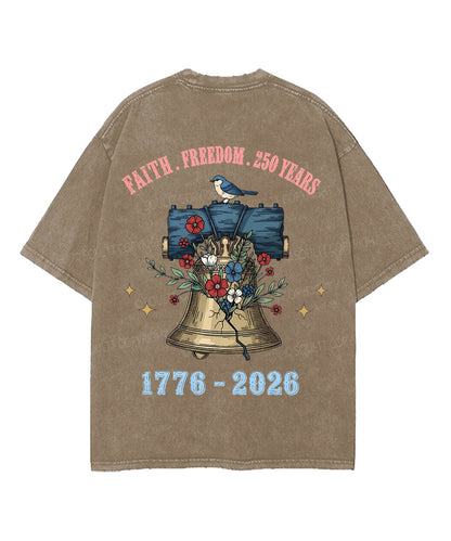 250 Years America Anniversary Double Sided Unisex Washed Christian T-shirt