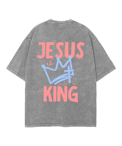 Jesus Is King Double Sided Unisex Washed Christian T-shirt