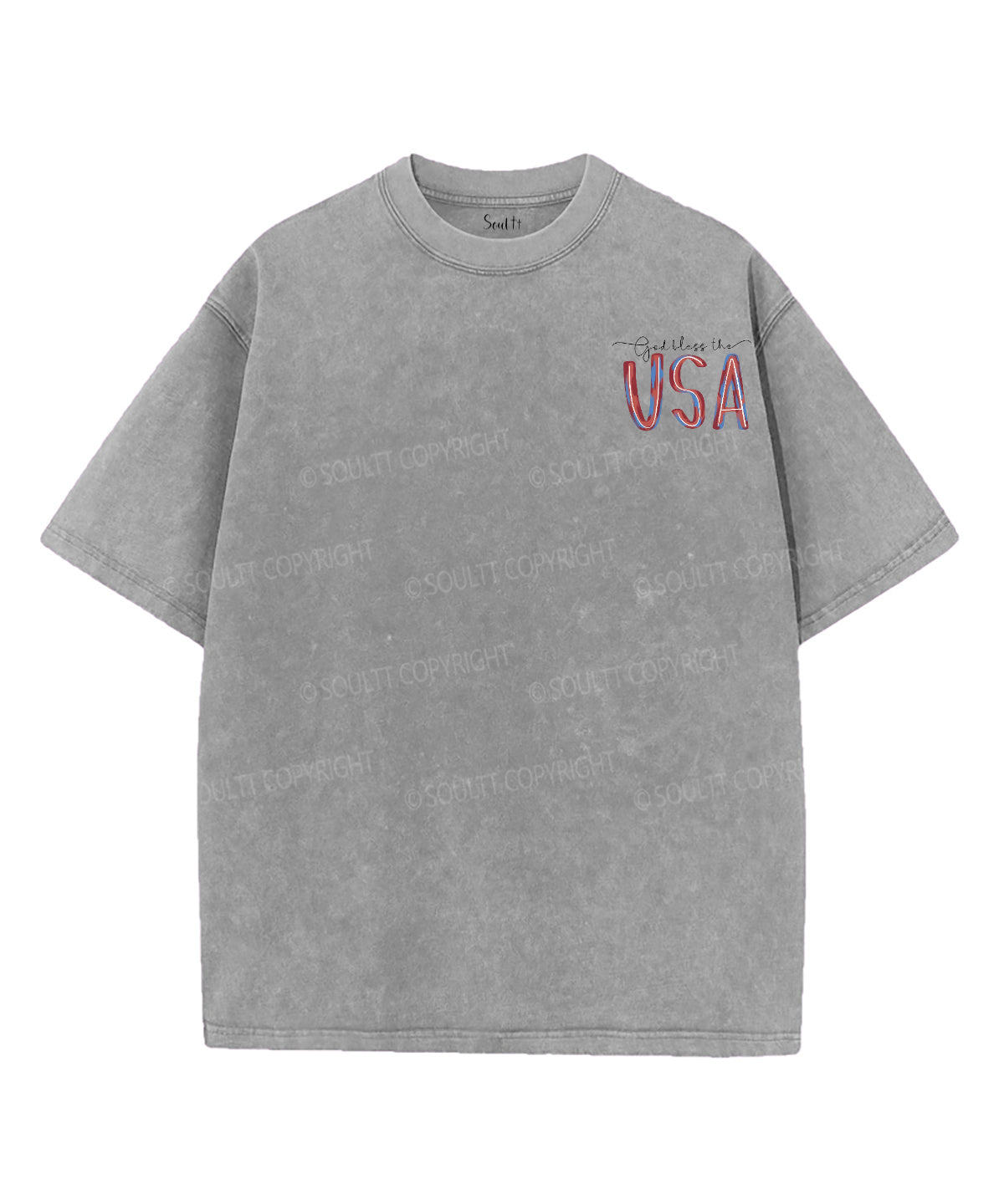 God Bless The USA Double Sided Unisex Washed Christian T-shirt