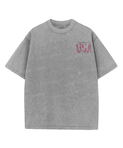 God Bless The USA Double Sided Unisex Washed Christian T-shirt