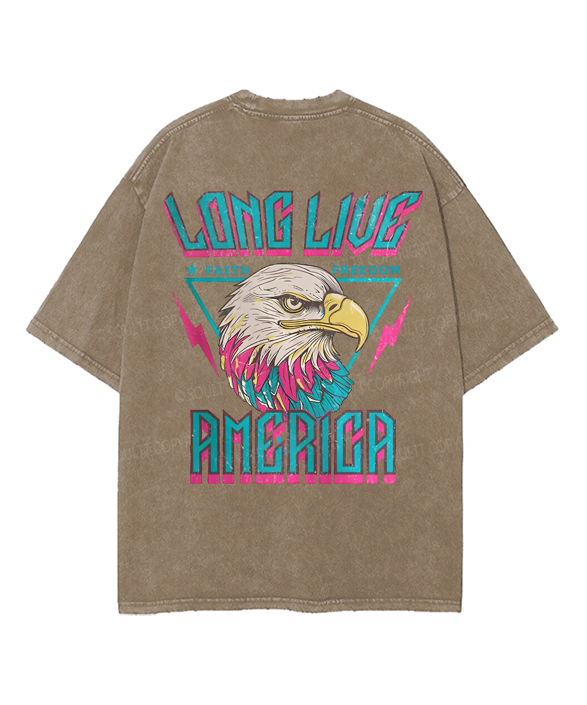 Long Live Faith! Long Live Freedom! Long Live America! Double Sided Unisex Washed Christian T-shirt
