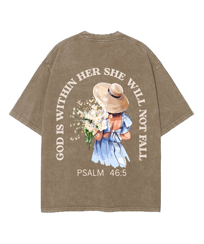 God Is Within Her Double Sided Unisex Washed Christian T-shirt