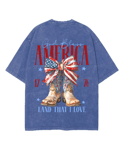 God Bless America Double Sided Unisex Washed Christian T-shirt