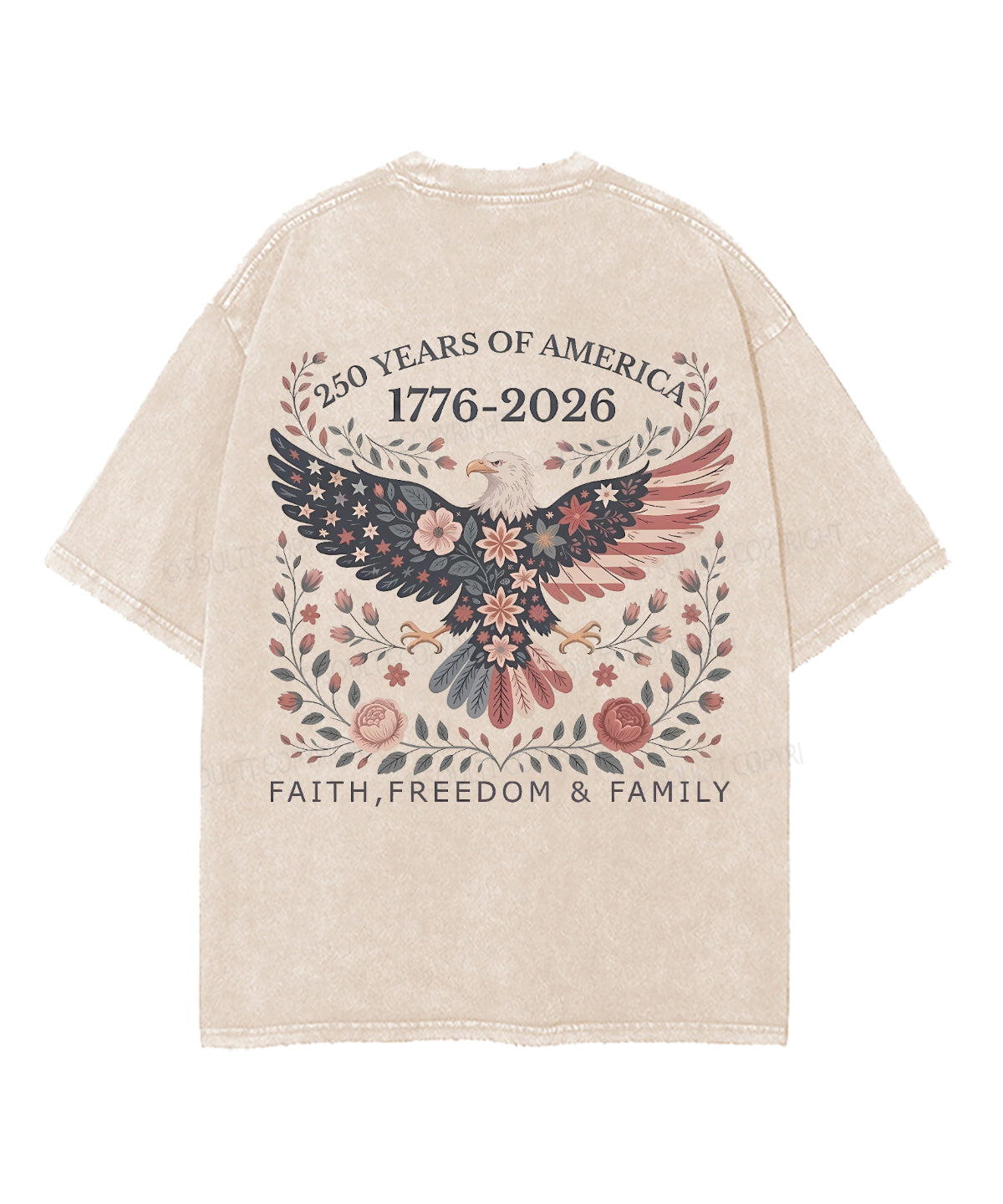 250 Years America Anniversary Double Sided Unisex Washed Christian T-shirt