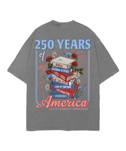 250 Years Of America Double Sided Unisex Christian Washed T-Shirt & Shorts