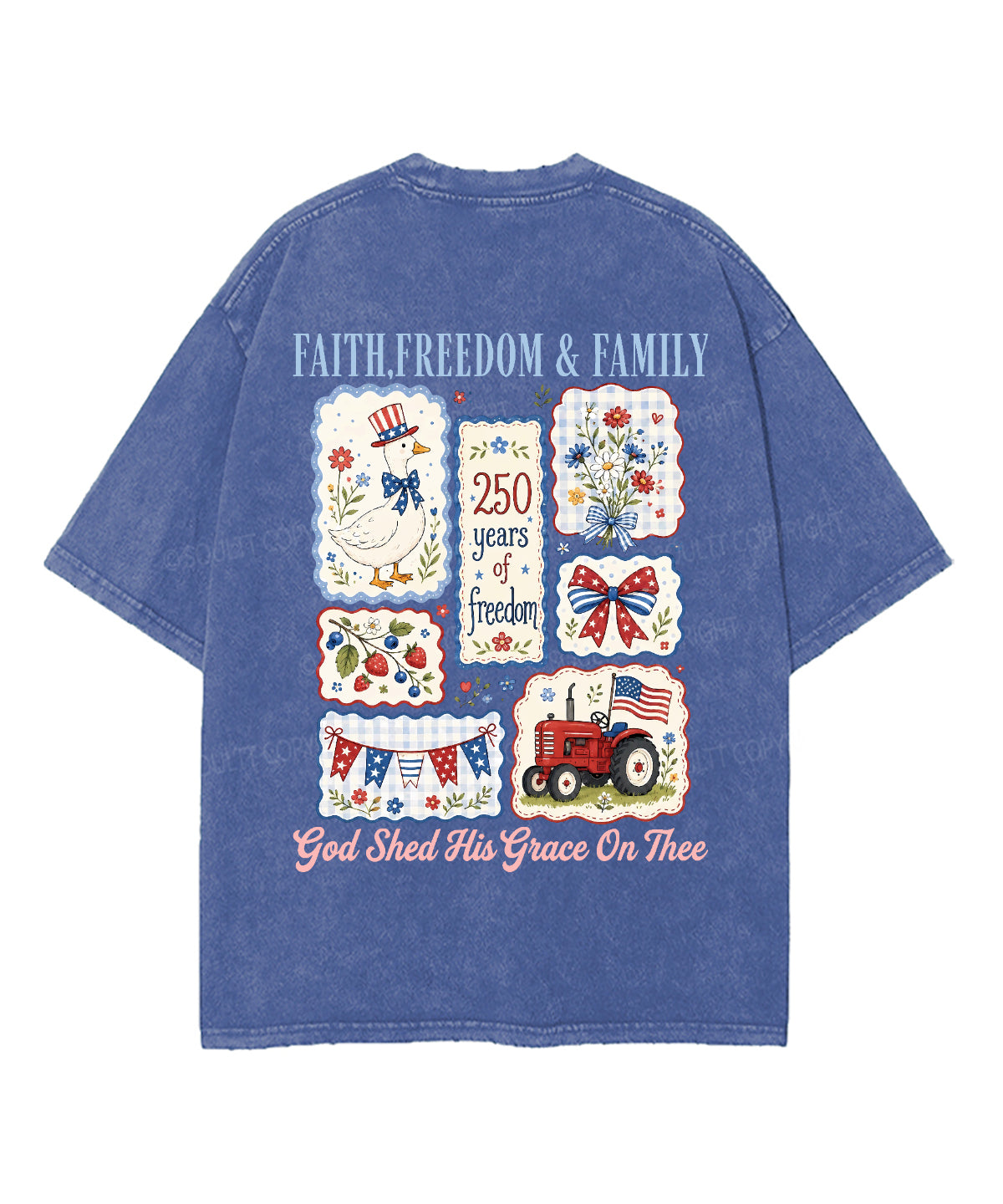 Faith • Freedom • Family Double Sided Unisex Washed Christian T-shirt