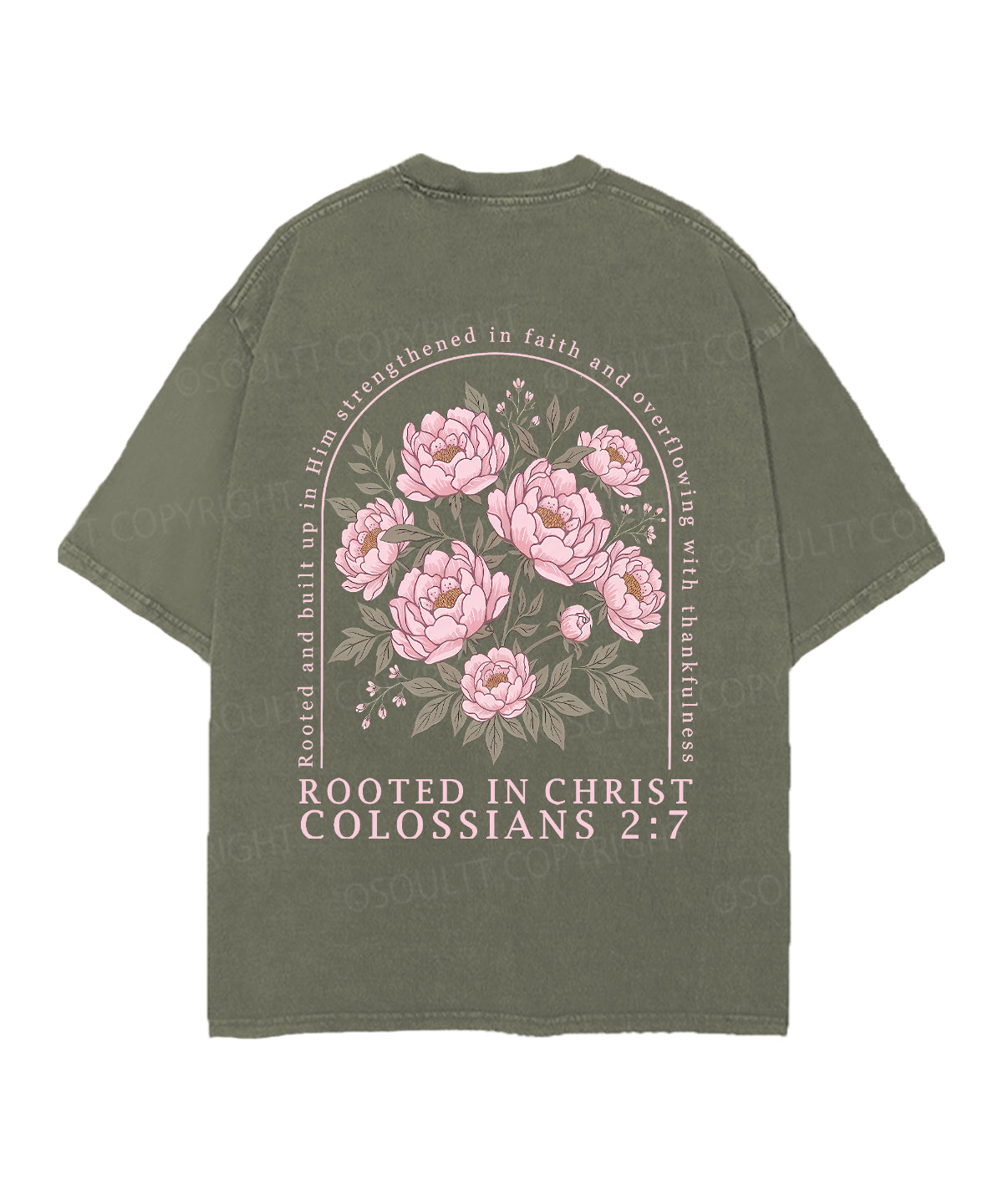 Rooted In Christ Double Sided Unisex Christian Washed T-Shirt & Shorts