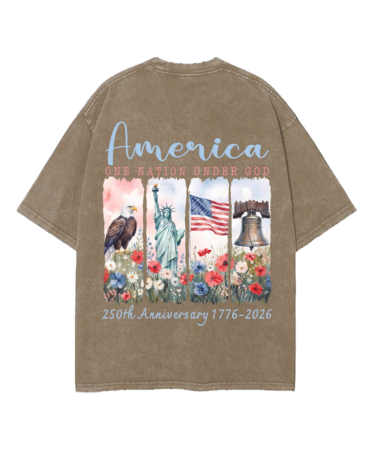 One Nation Under God Double Sided Unisex Washed Christian T-shirt