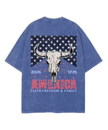 250 Years America Anniversary Double Sided Unisex Washed Christian T-shirt