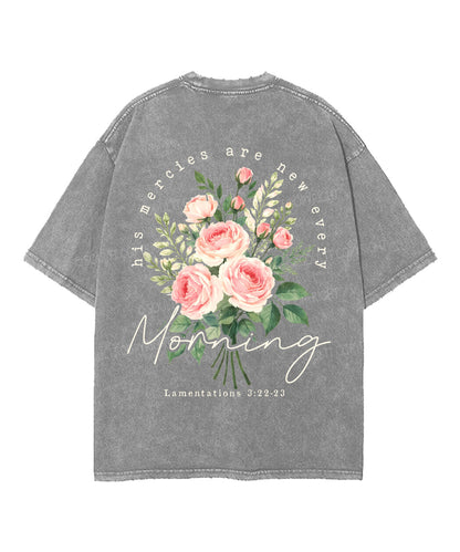 His Mercies Are New Every Morning Double Sided Unisex Washed Christian T-shirt