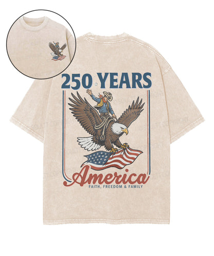 250 Years America Anniversary Double Sided Unisex Washed Christian T-shirt