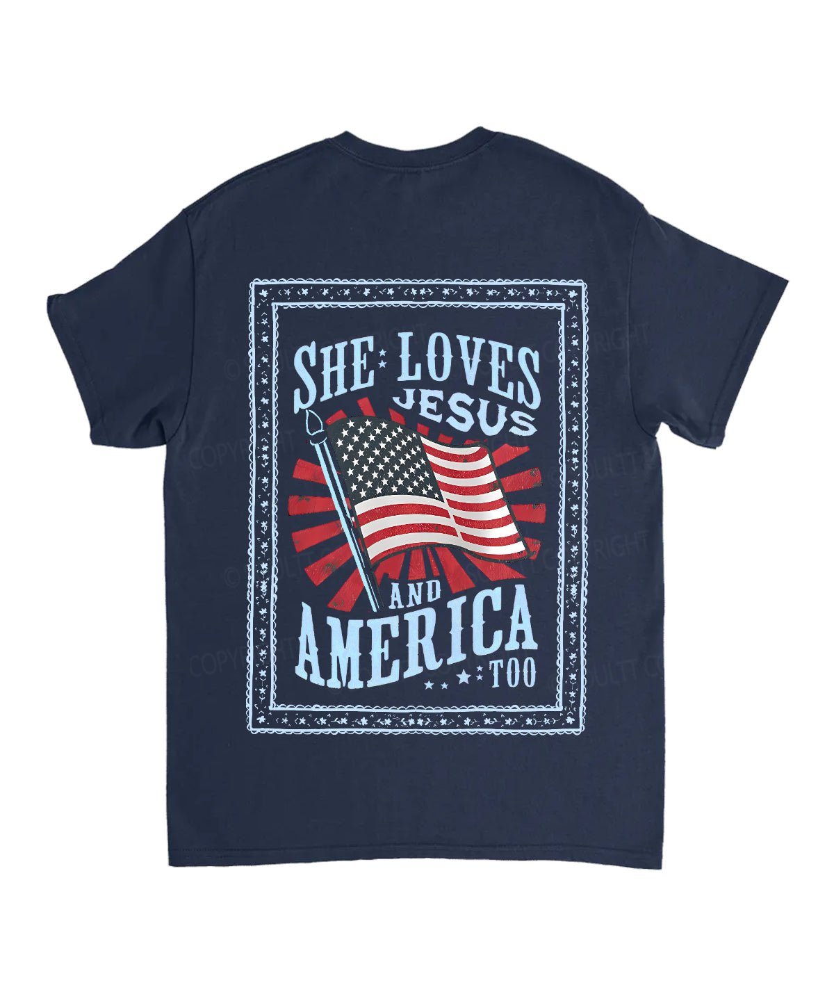 She Loves Jesus And America Too Double Sided Unisex Washed Christian T-shirt