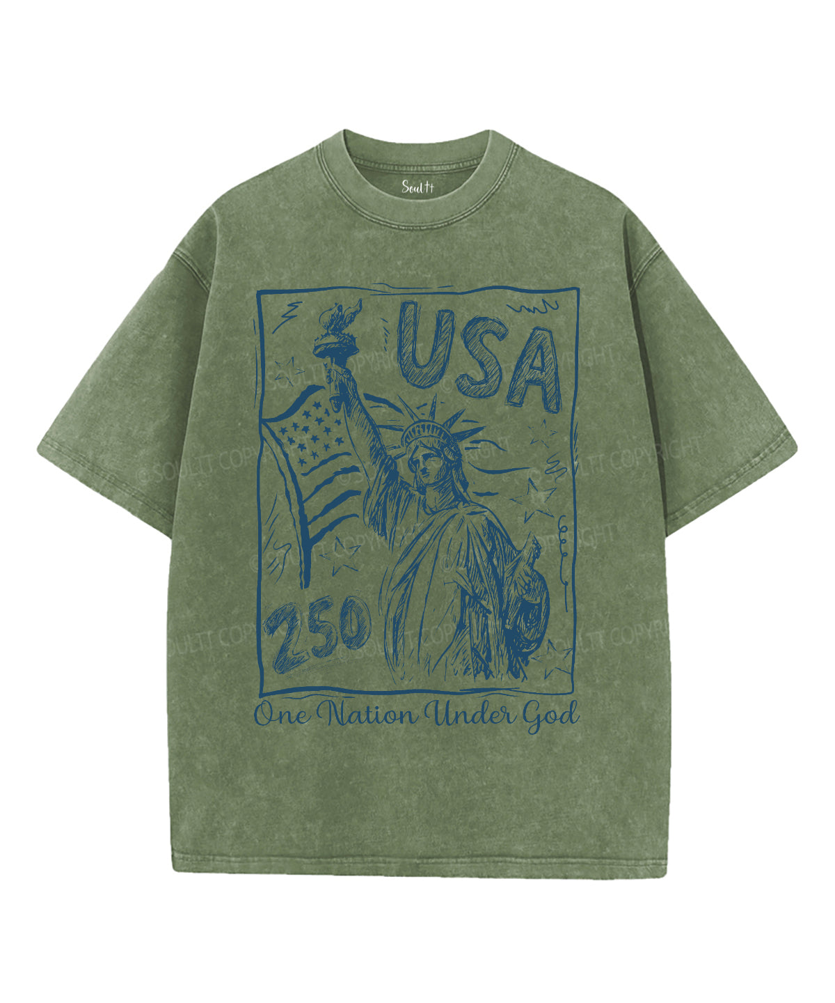 One Nation Under God Unisex Washed Christian T-shirt