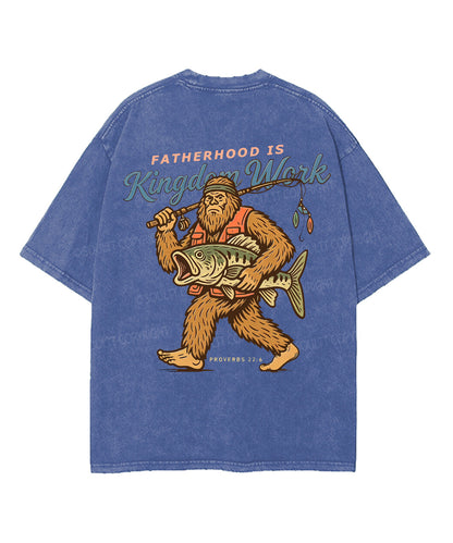 Fatherhood Is Kingdom Work Double Sided Unisex Washed Christian T-shirt