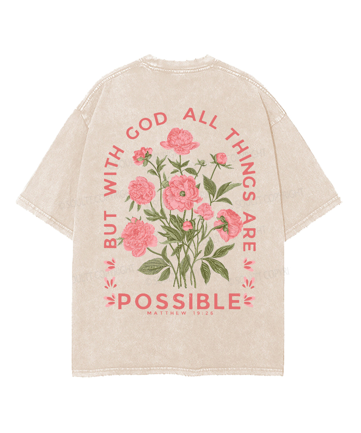 But With God All Things Are Possible Double Sideed Unisex Washed Christian T-shirt