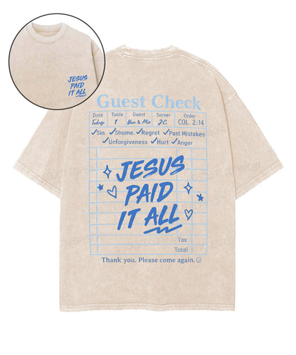 Jesus Paid It All Double Sided Unisex Washed Christian T-shirt
