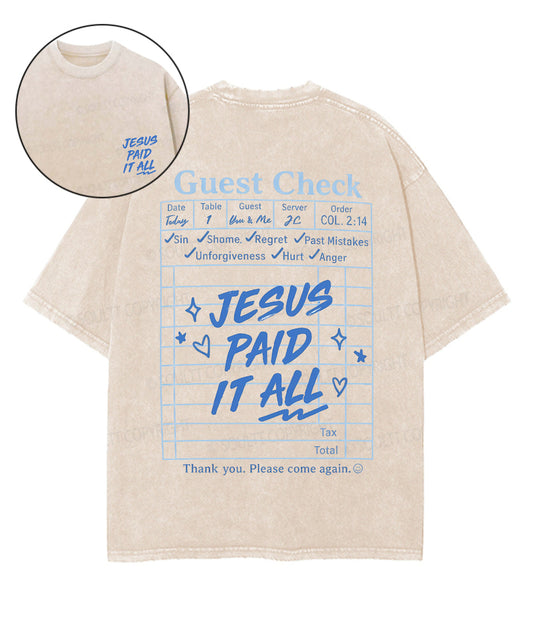 Jesus Paid It All Double Sided Unisex Washed Christian T-shirt
