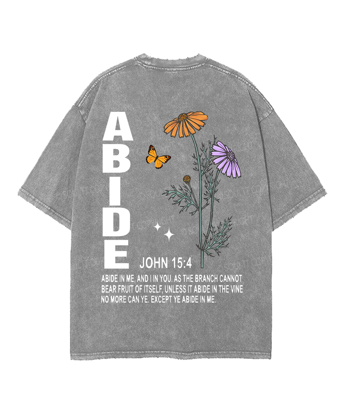 Abide In Me Double Sided Unisex Washed Christian T-shirt