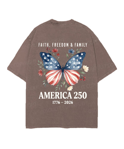 250 Years America Anniversary Double Sided Unisex Christian Washed T-Shirt & Shorts