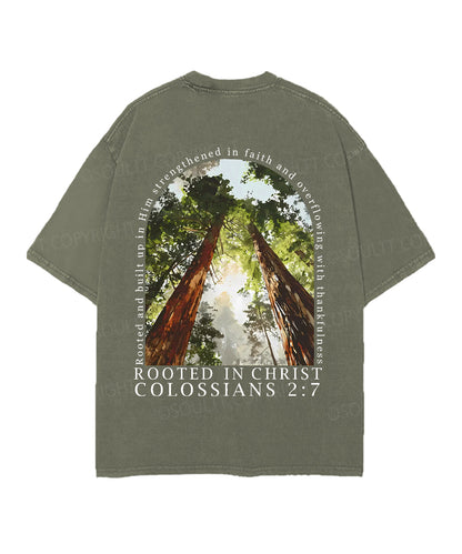 Rooted In Christ Double Sided Unisex Christian Washed T-Shirt & Shorts
