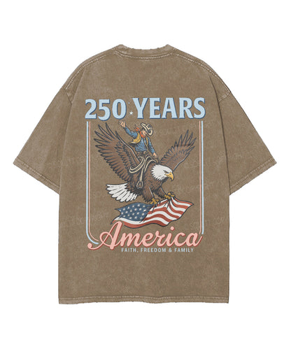 250 Years America Anniversary Double Sided Unisex Washed Christian T-shirt