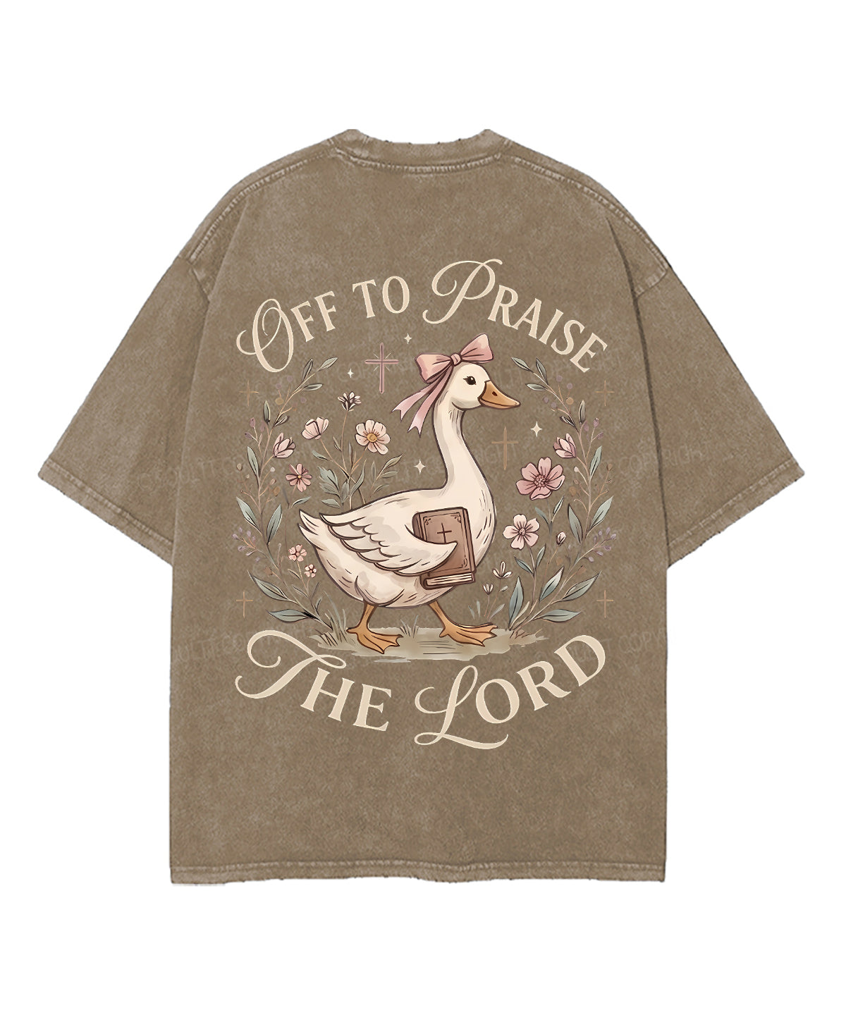 Off To Praise The Lord Double Sided Unisex Washed Christian T-shirt