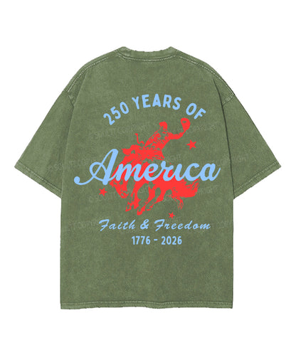 250 Years America Anniversary Double Sided Unisex Washed Christian T-shirt