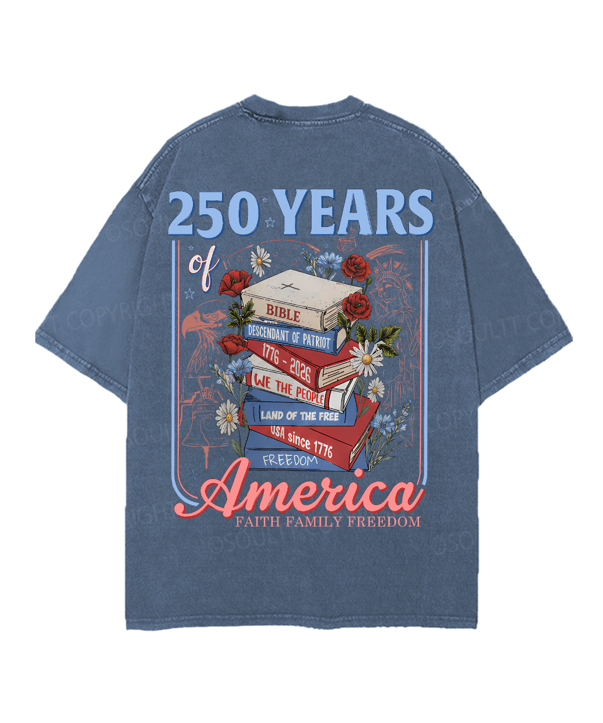 250 Years Of America Double Sided Unisex Christian Washed T-Shirt & Shorts
