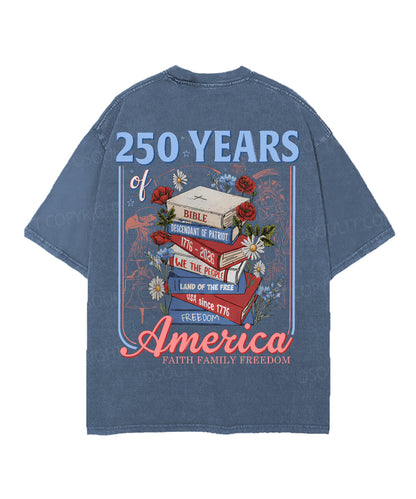 250 Years Of America Double Sided Unisex Christian Washed T-Shirt & Shorts
