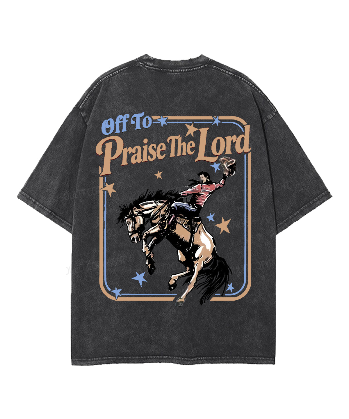Off To Praise The Lord Double Sided Unisex Washed Christian T-shirt